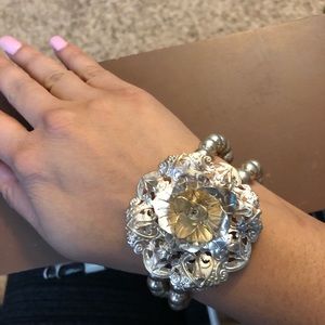 Silver flower bracelet